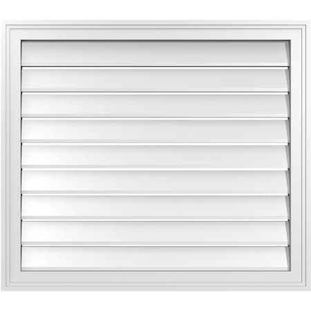 Ekena Millwork Vertical Surface Mount PVC Gable Vent: Functional, w/ 2"W x 1-1/2"P Brickmould Frame, 32"W x 28"H GVPVE32X2802SF